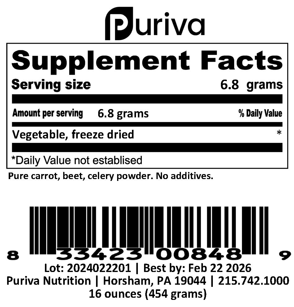 Vegetable powder, 1 pound, Puriva Nutrition